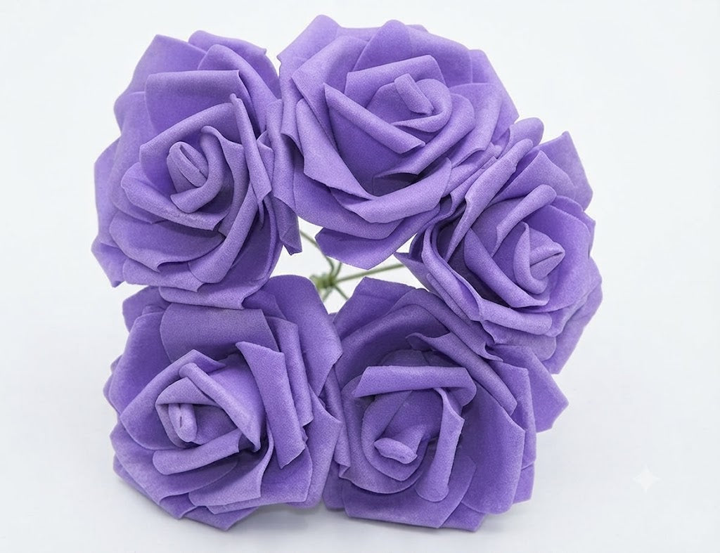 Purple Fomic Flowers – Pack of 5 Decorative Artificial Flowers for Cake Decorating & DIY Crafts