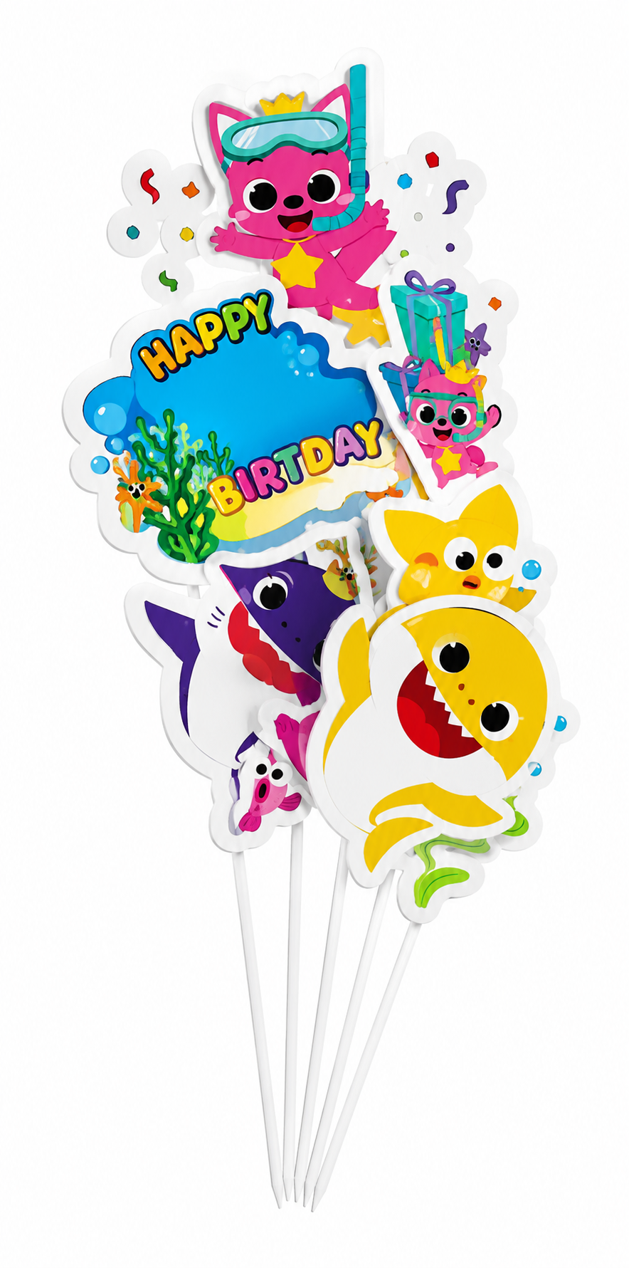 6 Pcs Baby Shark Cake Toppers for Cake Decorating – Kids Birthday Party Cake Decorations