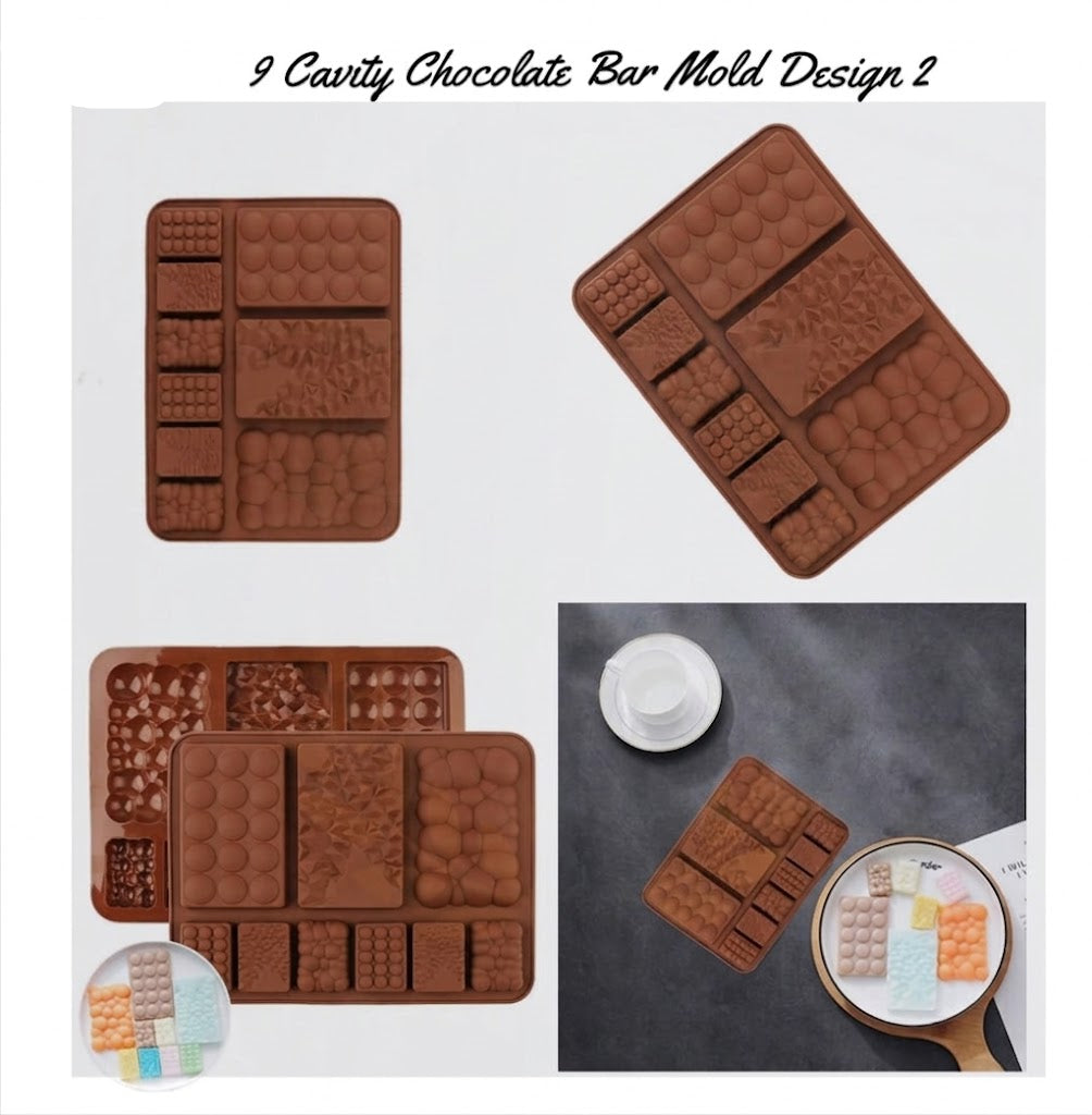 9 Cavity Chocolate Bar Mold – Design 2