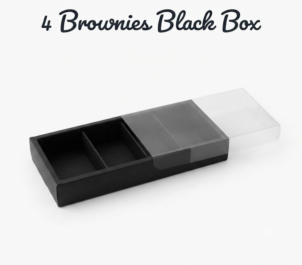 4 Cavity Black Brownies Box – Premium Bakery Packaging Box for Brownies, Desserts & Gift Boxes