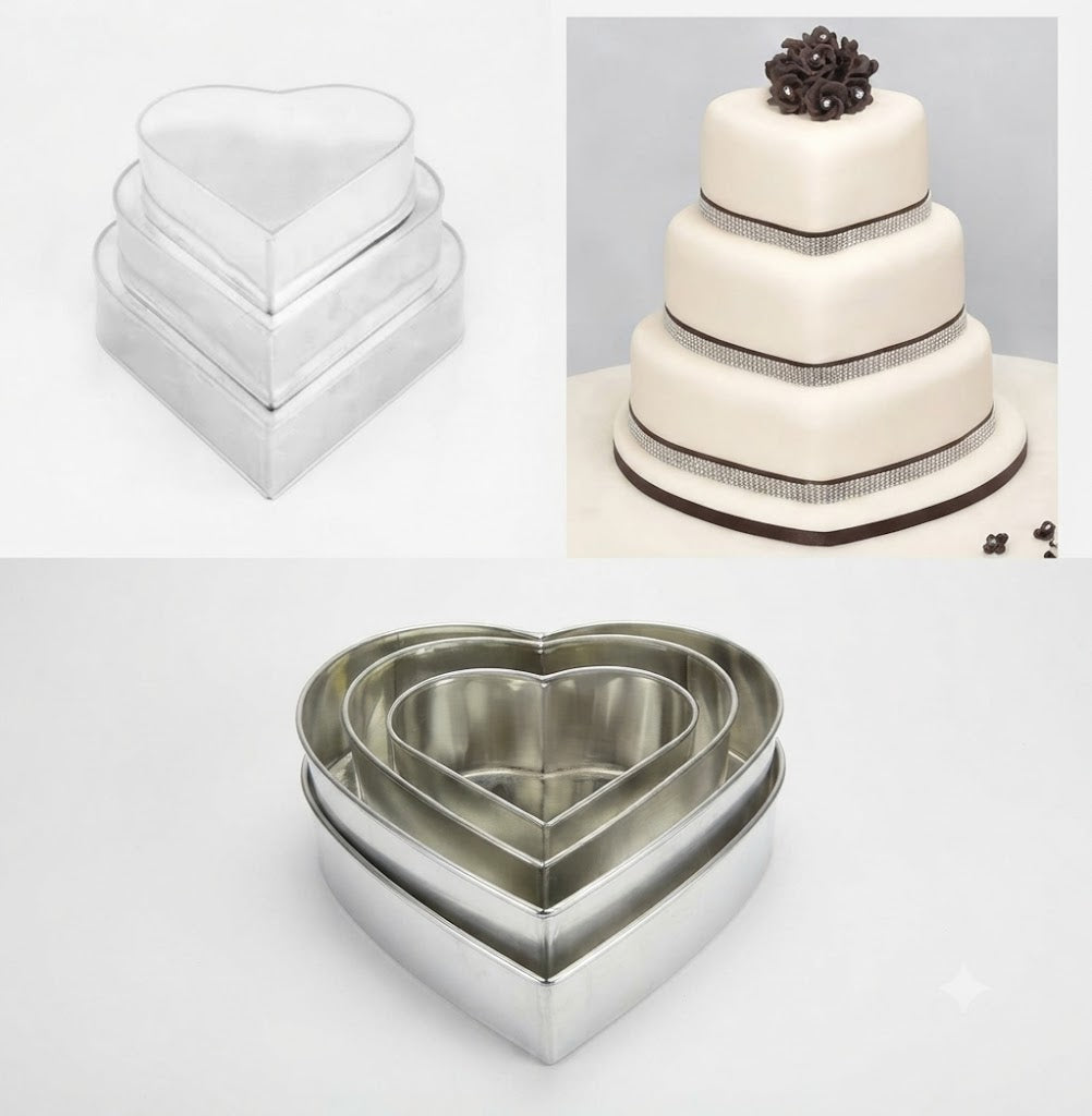 3 Pcs Heart Cake Pan Set – Non-Stick Heart-Shaped Baking Pans for Cakes & Desserts