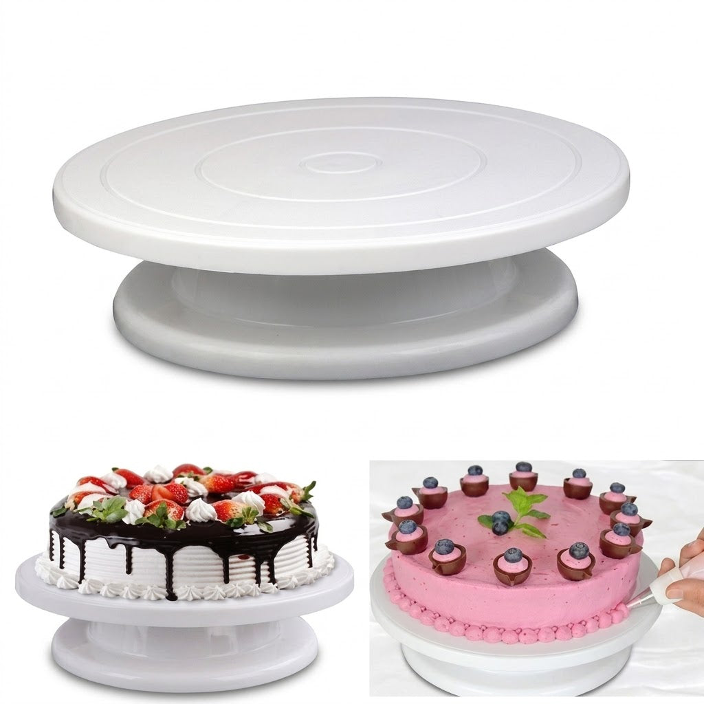 Plastic Cake Turntable – Rotating Cake Decorating Stand for Icing & Decorating