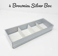 4 Cavity Silver Brownies Box – Premium Bakery Packaging Box for Brownies, Desserts & Gift Packaging