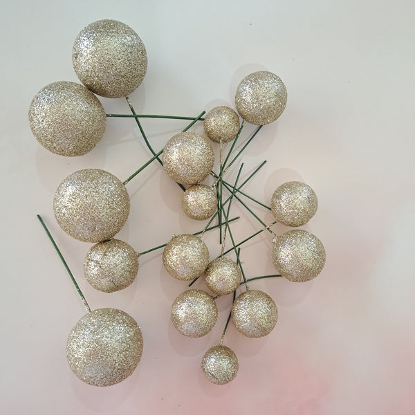 Silver Glitter Faux Balls Pack Of 20 Pcs