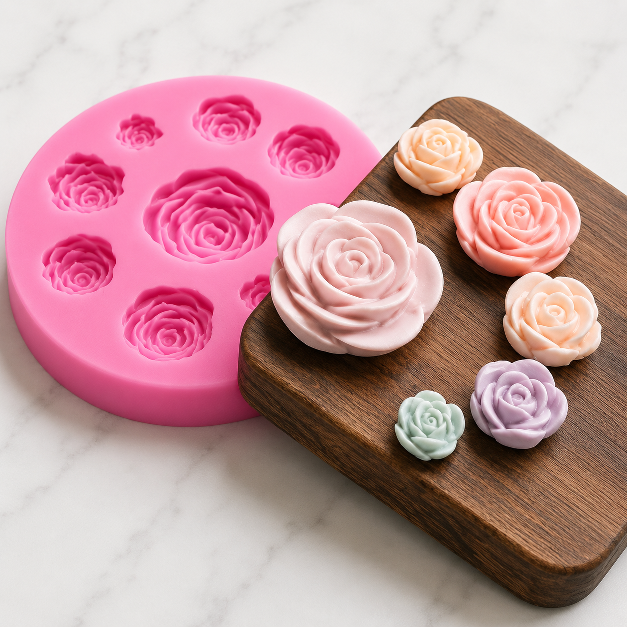 9 Cavity Rose Silicone Mold – Premium Rose-Shaped Chocolate & Cake Decoration Mold