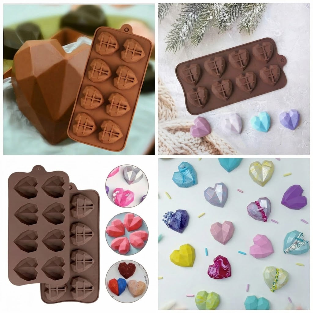 8 Cavity Geometric Heart Chocolate Mold – Chocolate Making Mould