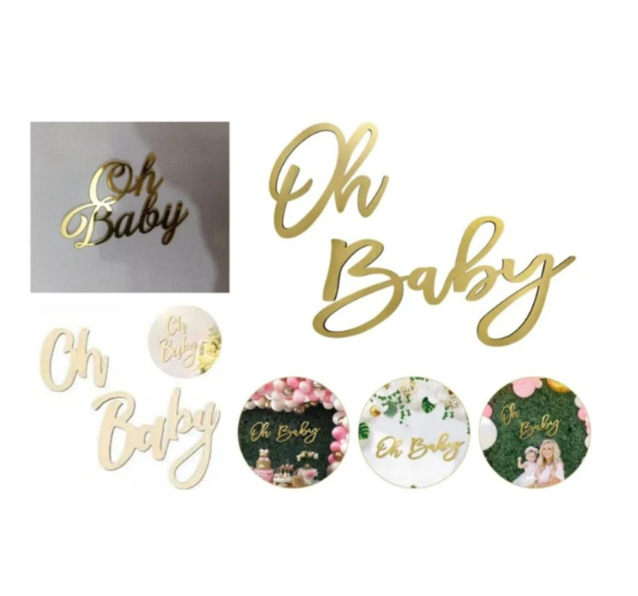 5 Pcs Acrylic Oh Baby Cake Tags for Cake Decorating – Premium Baby Shower Cake Decorations