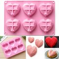 6 Cavity Geometric Heart Silicone Mold – Premium Heart-Shaped Chocolate & Dessert Mold