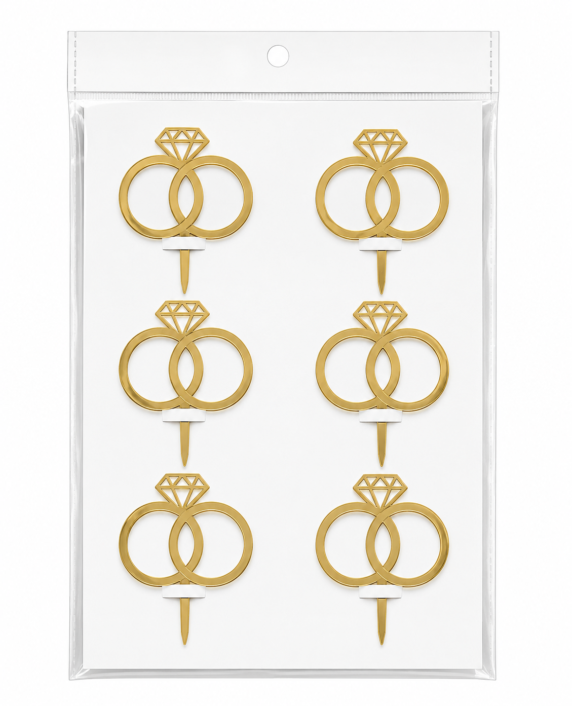 6 Pcs Double Ring Mini Cake Toppers for Cake Decorating – Premium Engagement & Wedding Cake Decorations