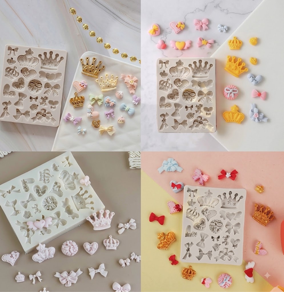 Small Crown & Bow Silicone Mold – Premium Crown & Bow Cake Decoration Mold