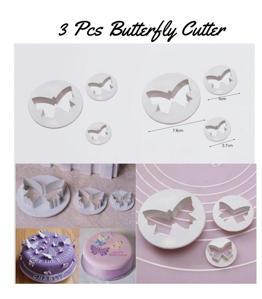 3 Pcs Butterfly Cutters – Fondant & Cookie Decorating Set