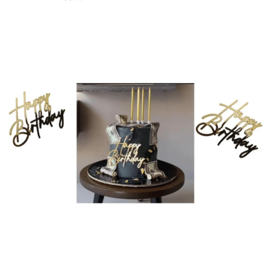 5 Pcs Happy Birthday Acrylic Cake Tags for Cake Decorating – Premium Birthday Cake Decorations