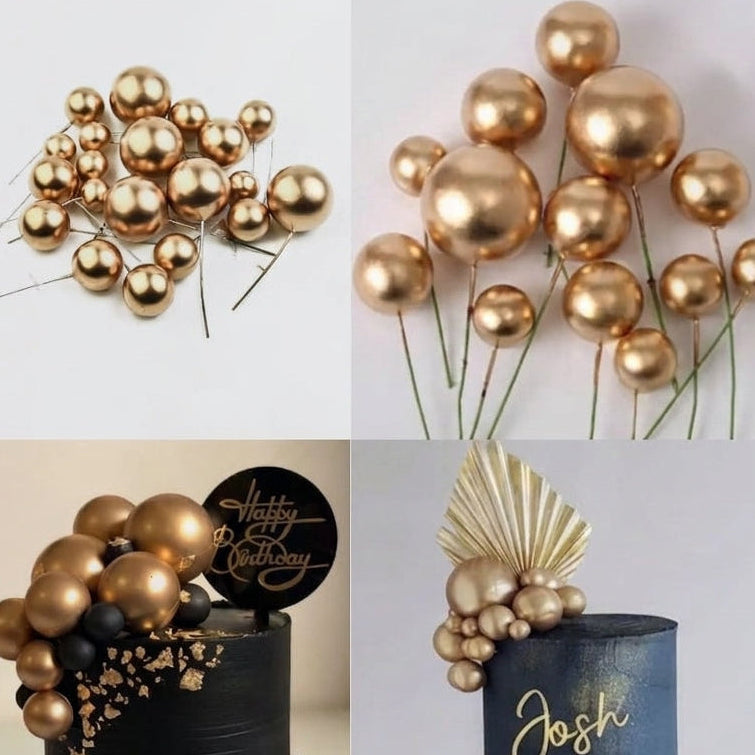 Golden Faux Balls Pack of 5 Pcs – Decorative Craft & Party Accessories