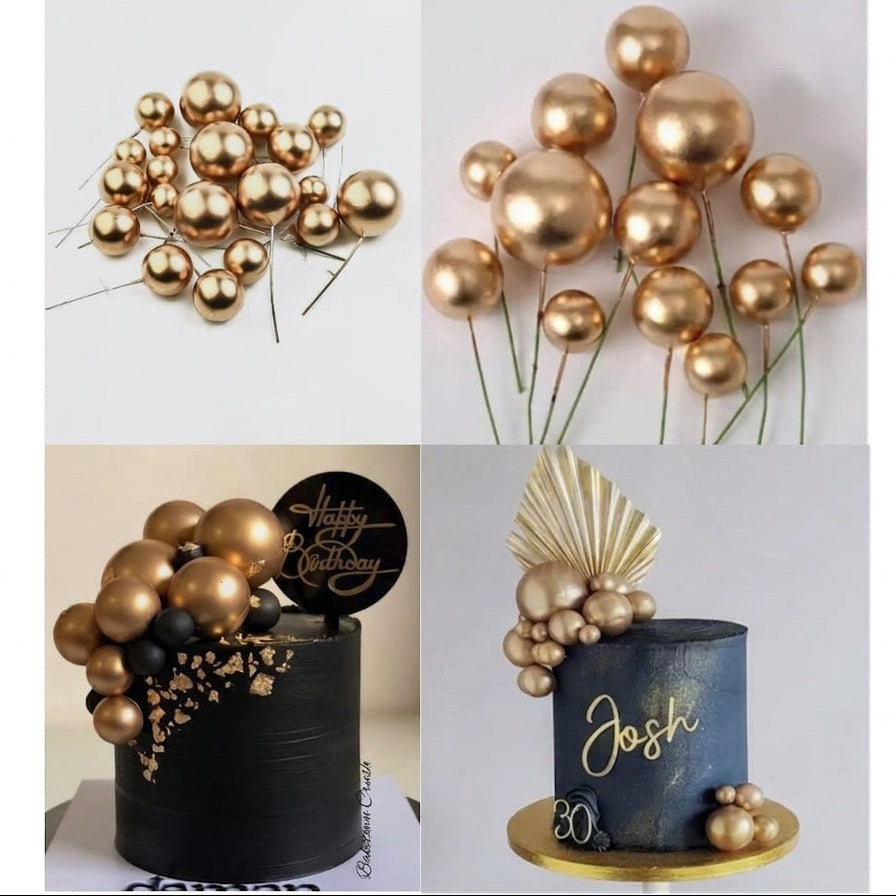 Golden Faux Balls Pack of 20 Pcs – Decorative Craft & Party Accessories