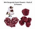 Mini Burgundy Fomic Flowers – Pack of 12 Decorative Artificial Flowers for Cake Decorating & DIY Crafts