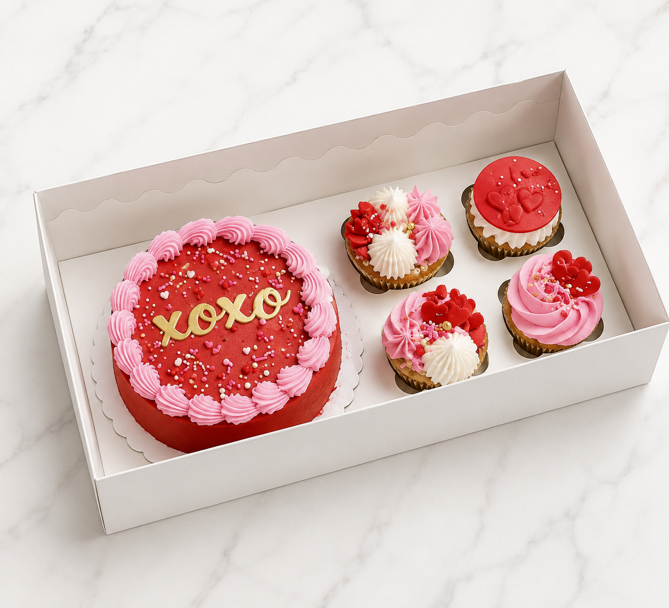 4 Cupcakes + Bento Box – Premium Combo Cake & Cupcake Packaging Box for Safe Storage & Delivery