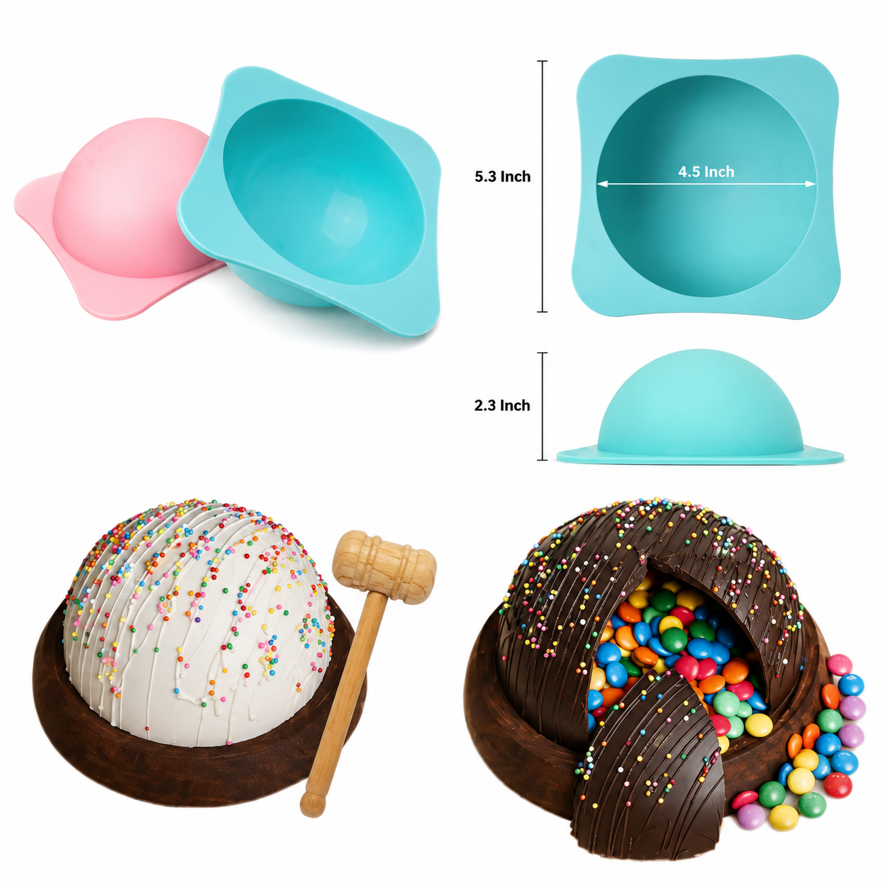 8 Inch Round Pinata Mold – Premium Round Chocolate & Dessert Mold