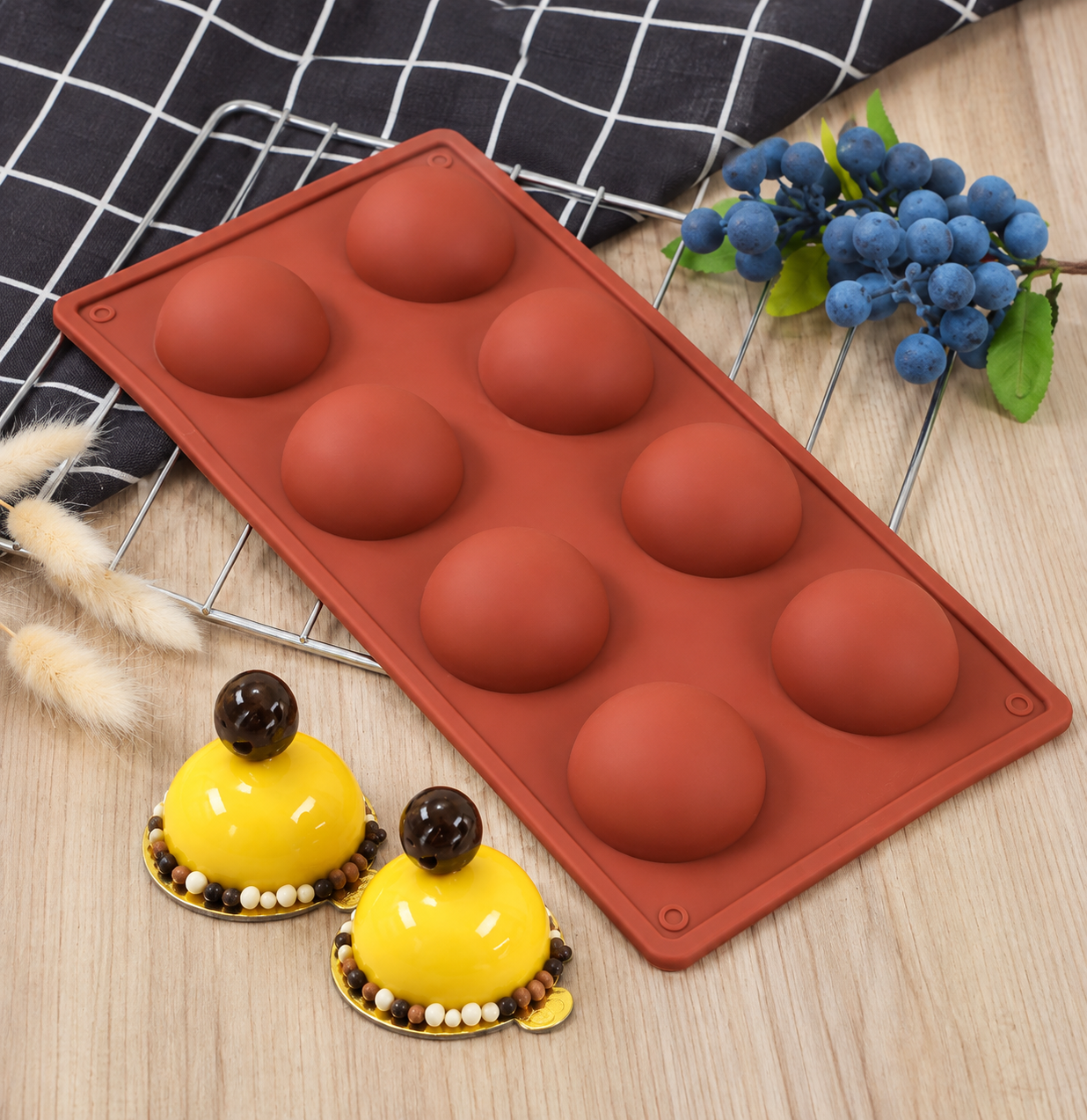 8 Cavity Bomb Silicone Mold – Premium Chocolate Bomb & Dessert Mold