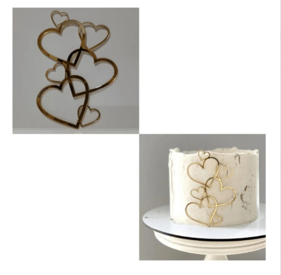 7 Multi Heart Acrylic Cake Topper for Cake Decorating – Premium Heart Cake Decoration