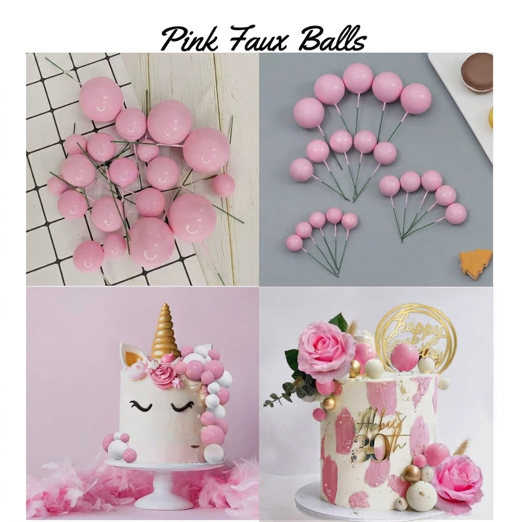 Pink Faux Balls Pack of 20 Pcs – Decorative Craft & Party Accessories