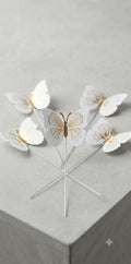 6 Pcs White Butterfly Stick Cake Toppers for Cake Decorating – Premium Butterfly Cake Decorations