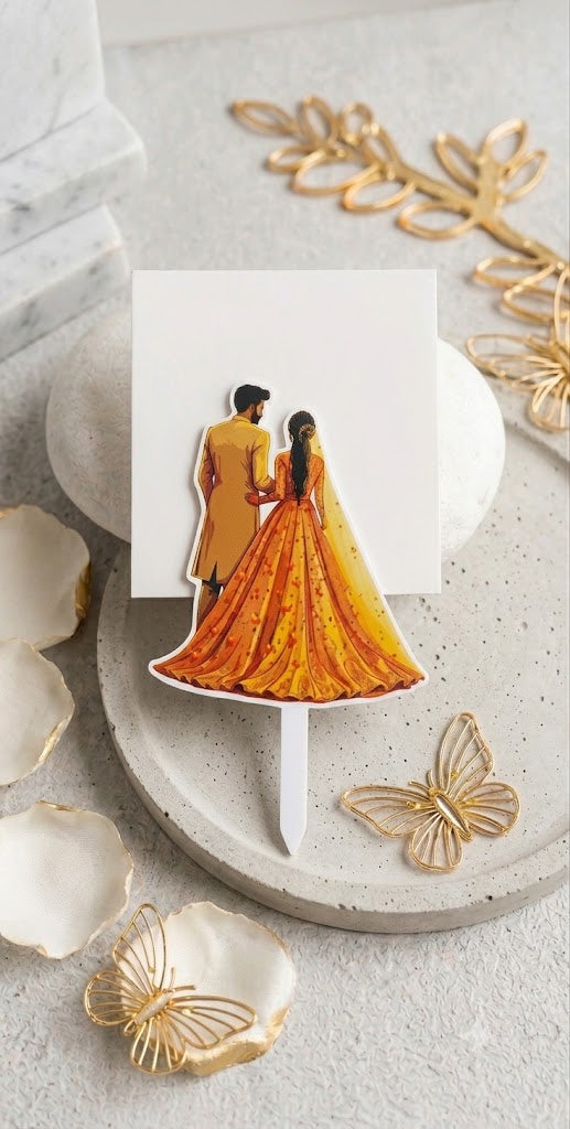 Cake Couple Topper for Cake Decorating (D-2) – Romantic Wedding & Anniversary Cake Decoration