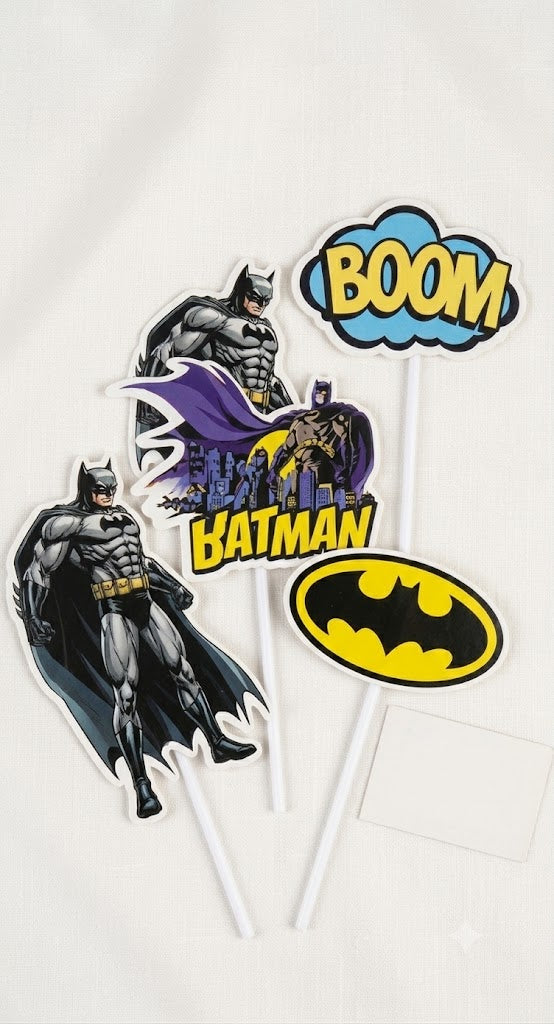 6 Pcs Batman Cake Toppers for Cake Decorating – Superhero Birthday Party Cake Decorations