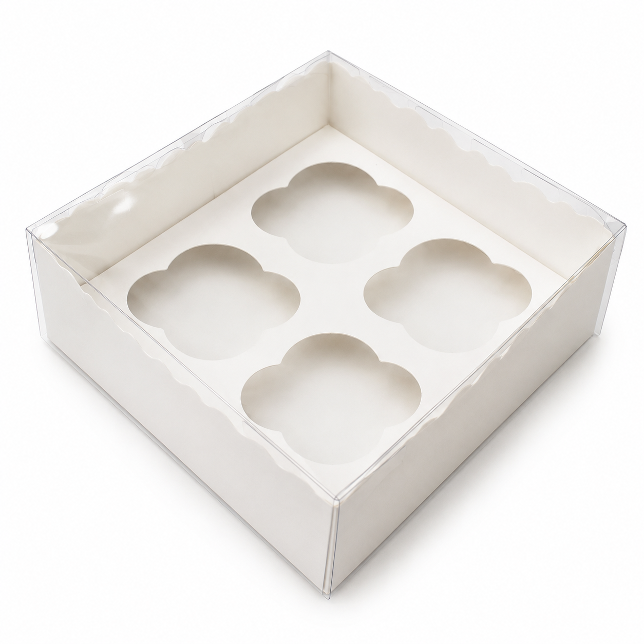 4 Cupcakes Transparent Lid Box – Premium Clear Lid Cupcake Packaging Box