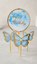 3D Blue Butterfly Card Stick Cake Topper for Cake Decorating – Premium Butterfly Cake Decoration