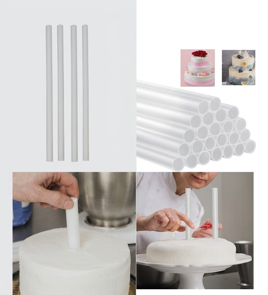 4 Pcs Thick Dowel Rods – Cake Support & Stacking Tools for Decorating