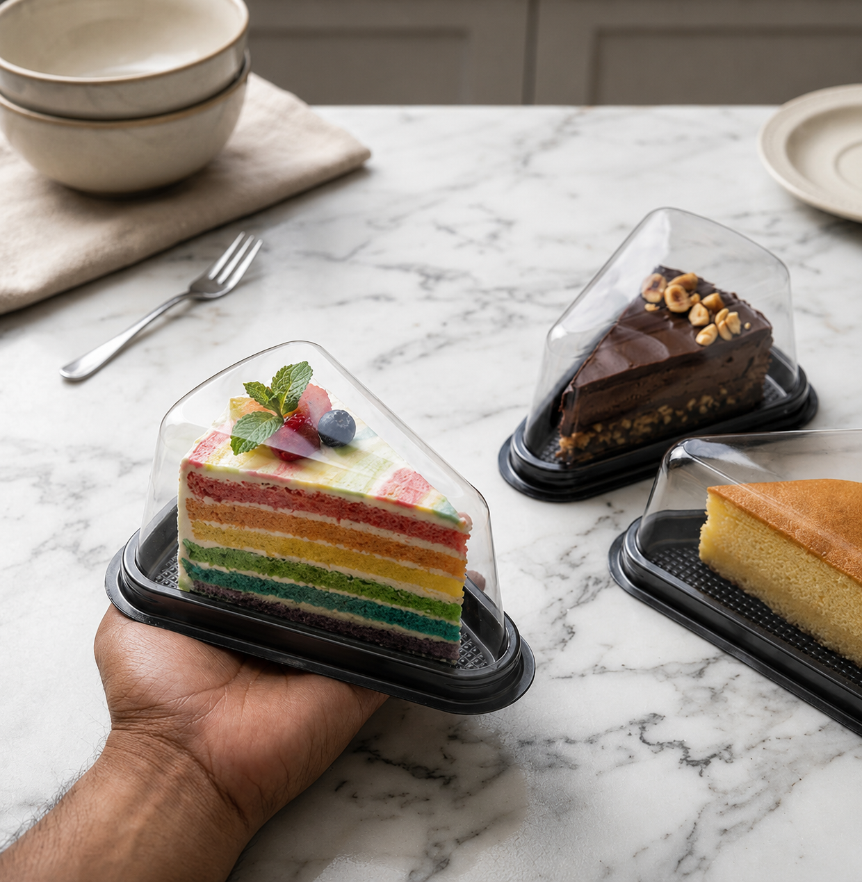 Black Slice Box – Premium Cake Slice Packaging Box for Bakery & Dessert Presentation