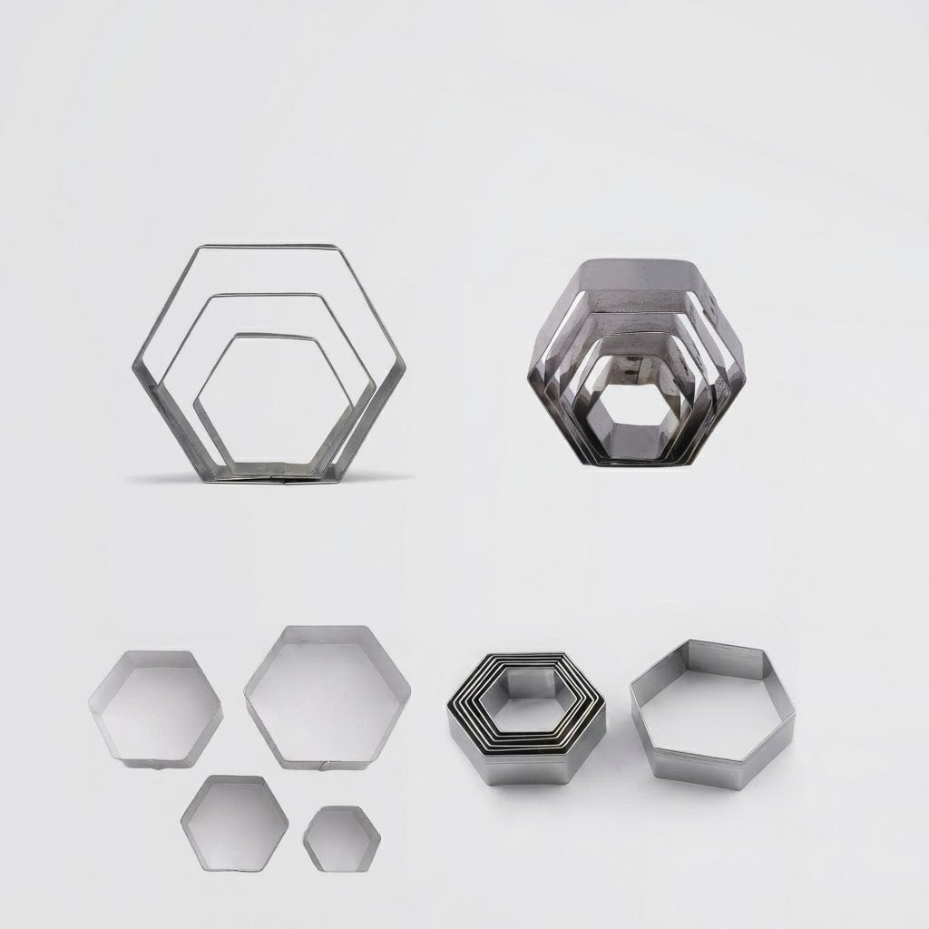 5 Pcs Steel Hexagon Shape Cutters – Fondant & Cookie Decorating Set