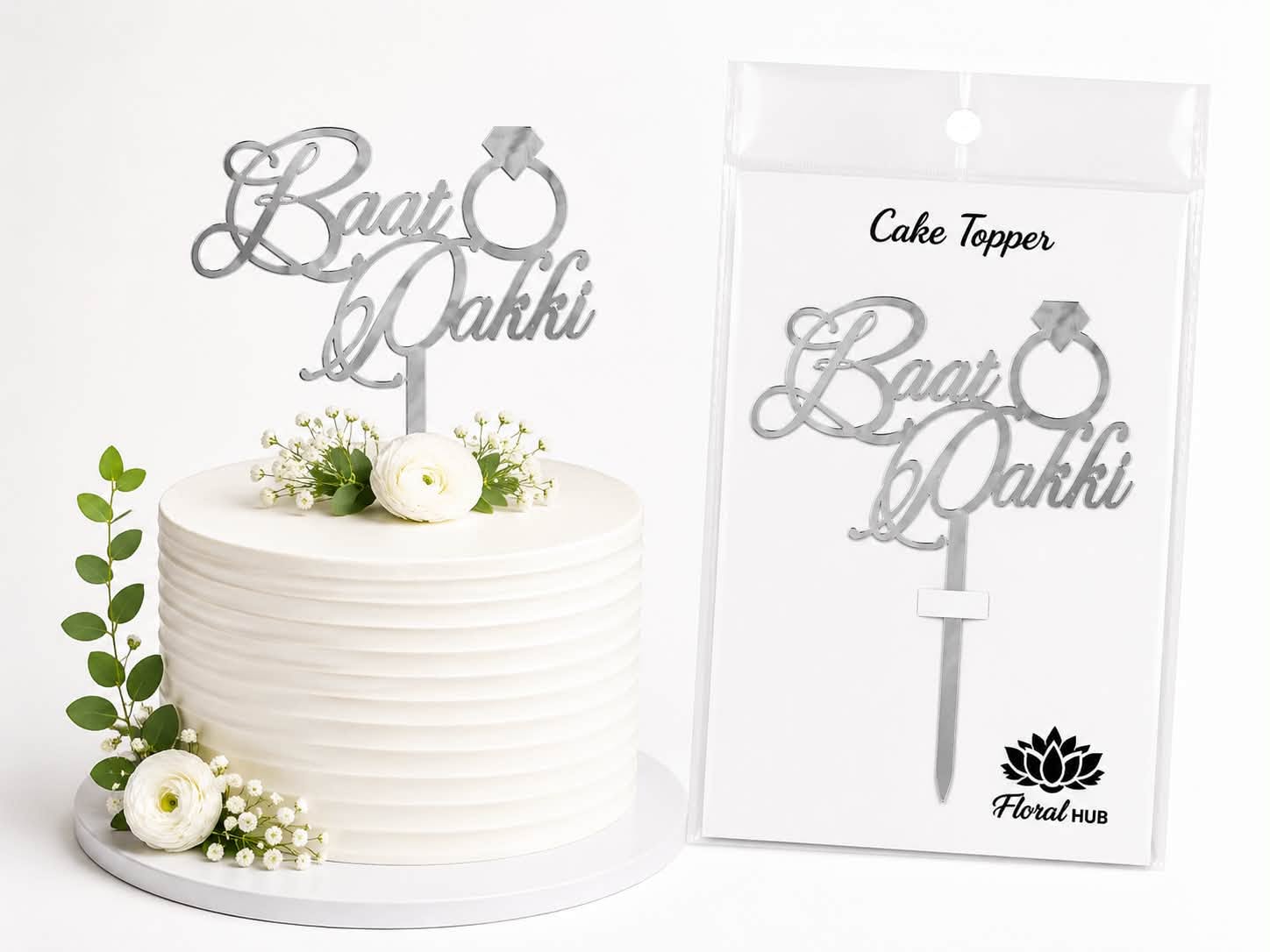 Baat Pakki Cake Topper – Premium Engagement & Roka Ceremony Cake Decoration