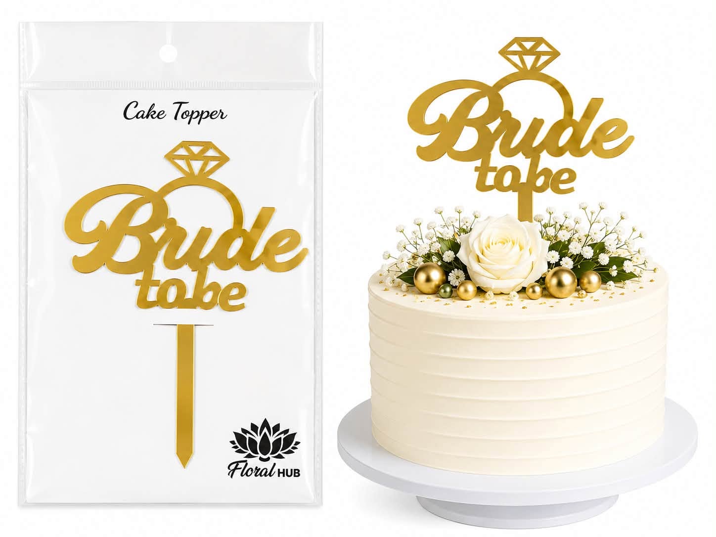 Bride to Be Cake Topper – Premium Bridal Shower, Bachelorette & Wedding Cake Decoration