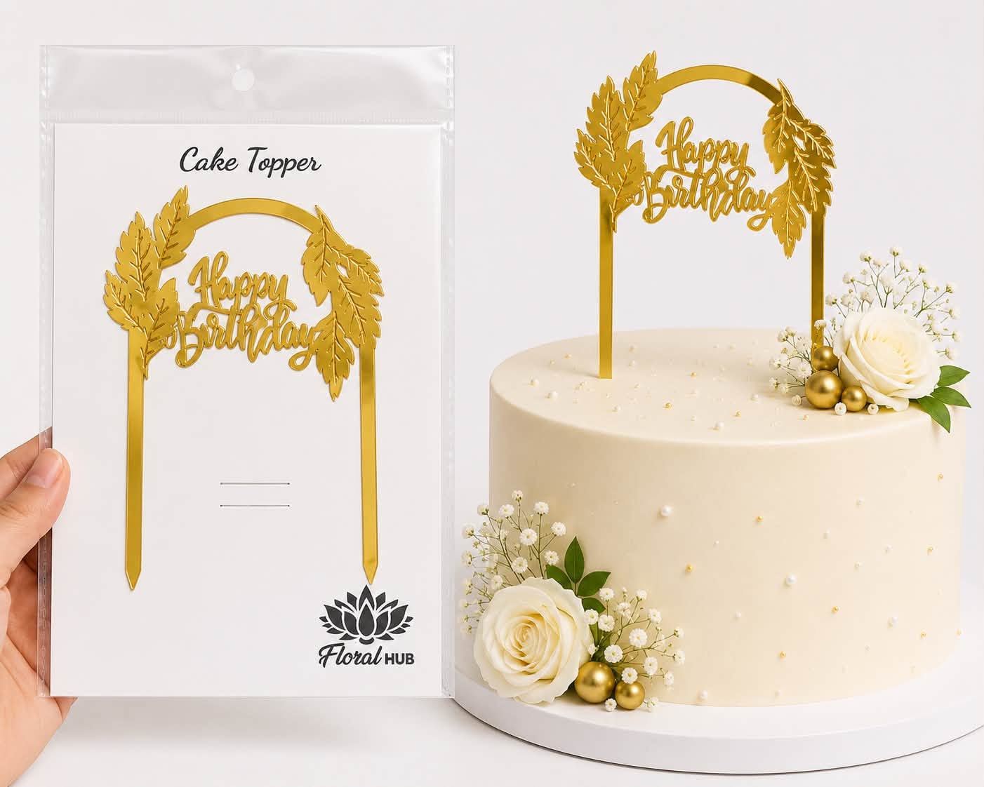Happy Birthday Cake Topper – Elegant Birthday Cake Decoration for Kids & Adults