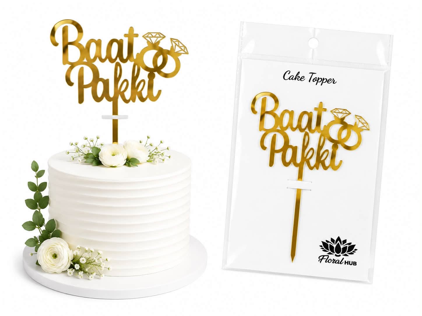Baat Pakki Cake Topper – Premium Engagement & Roka Ceremony Cake Decoration