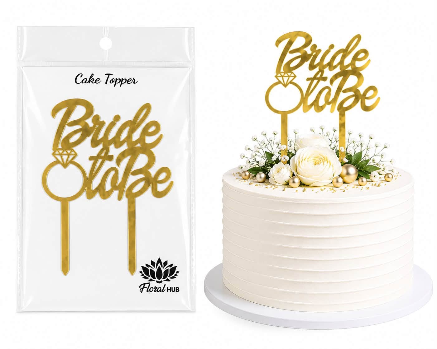 Bride to Be Cake Topper – Premium Bridal Shower, Bachelorette & Wedding Cake Decoration