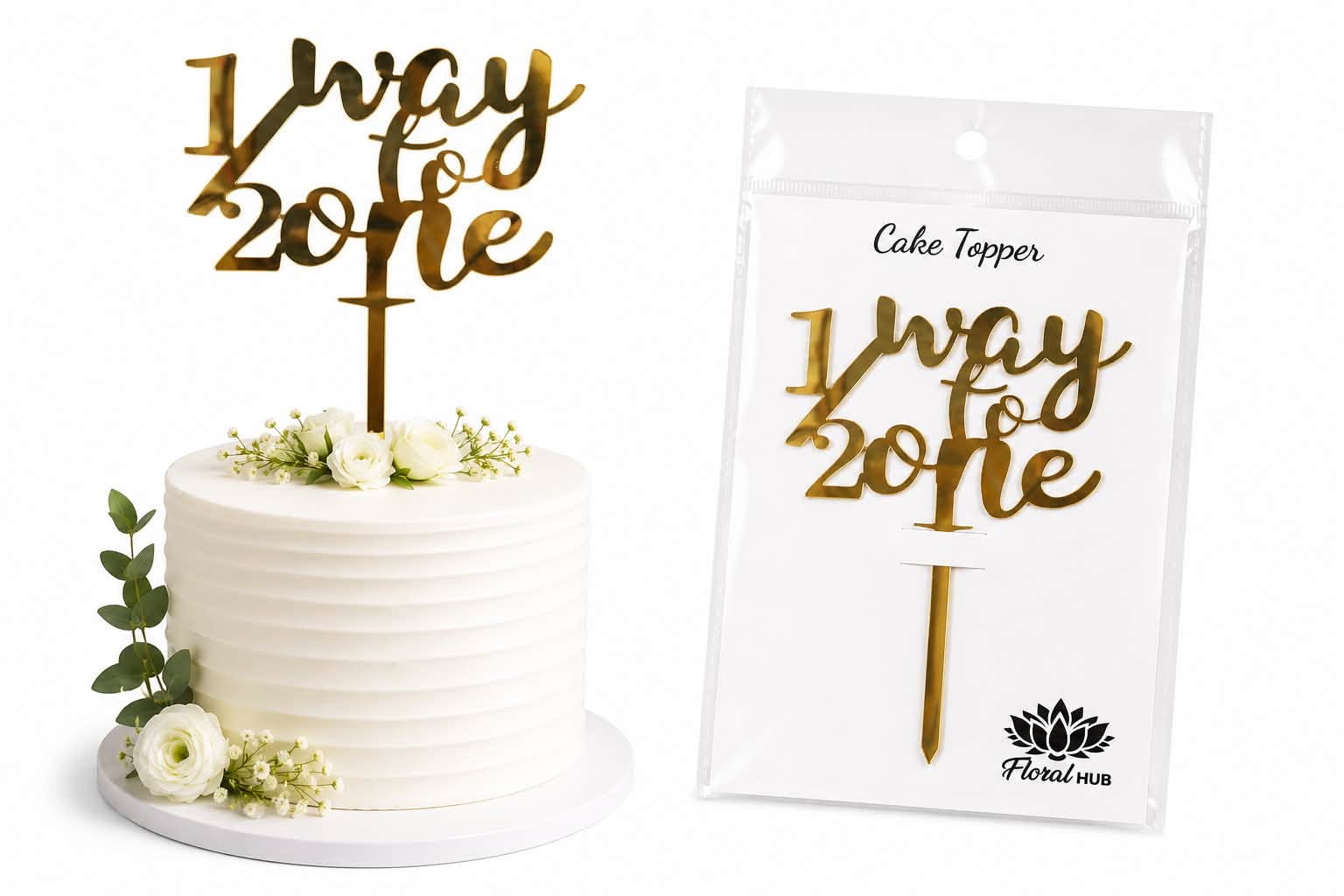 1/2 Way to One Cake Topper – Premium Half Birthday Cake Decoration for 6 Month Baby Celebration