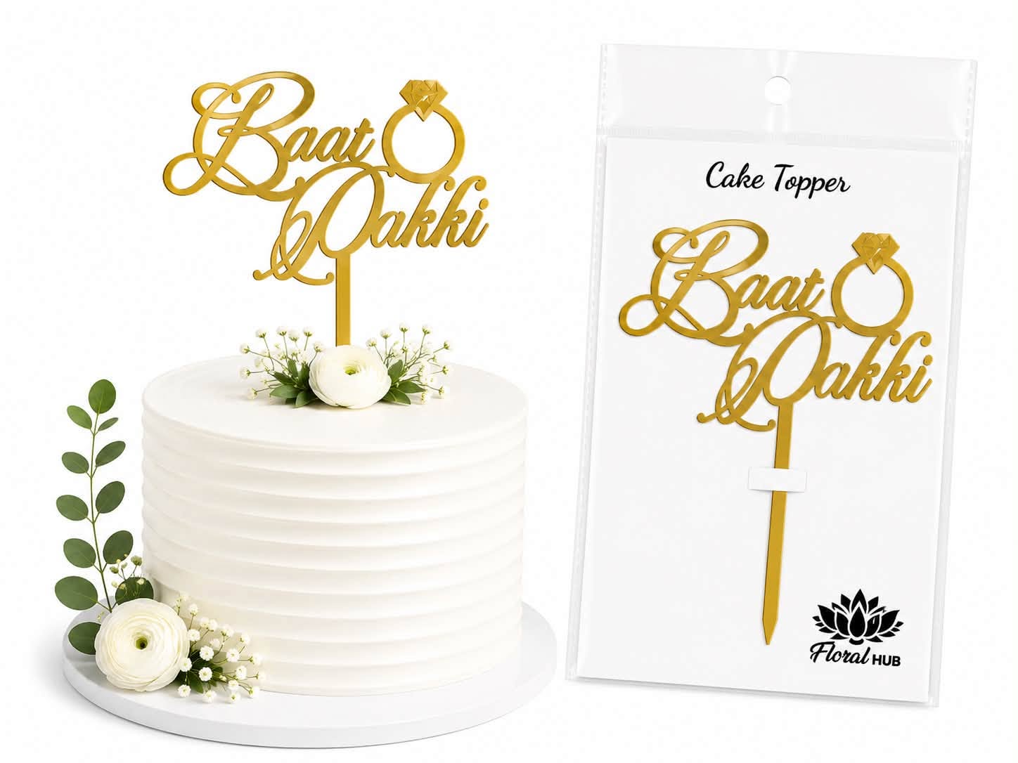 Baat Pakki Cake Topper – Premium Engagement & Roka Ceremony Cake Decoration