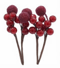 Red Artificial Berries – 4 Sticks for Cake Decoration, Floral Arrangements & DIY Crafts
