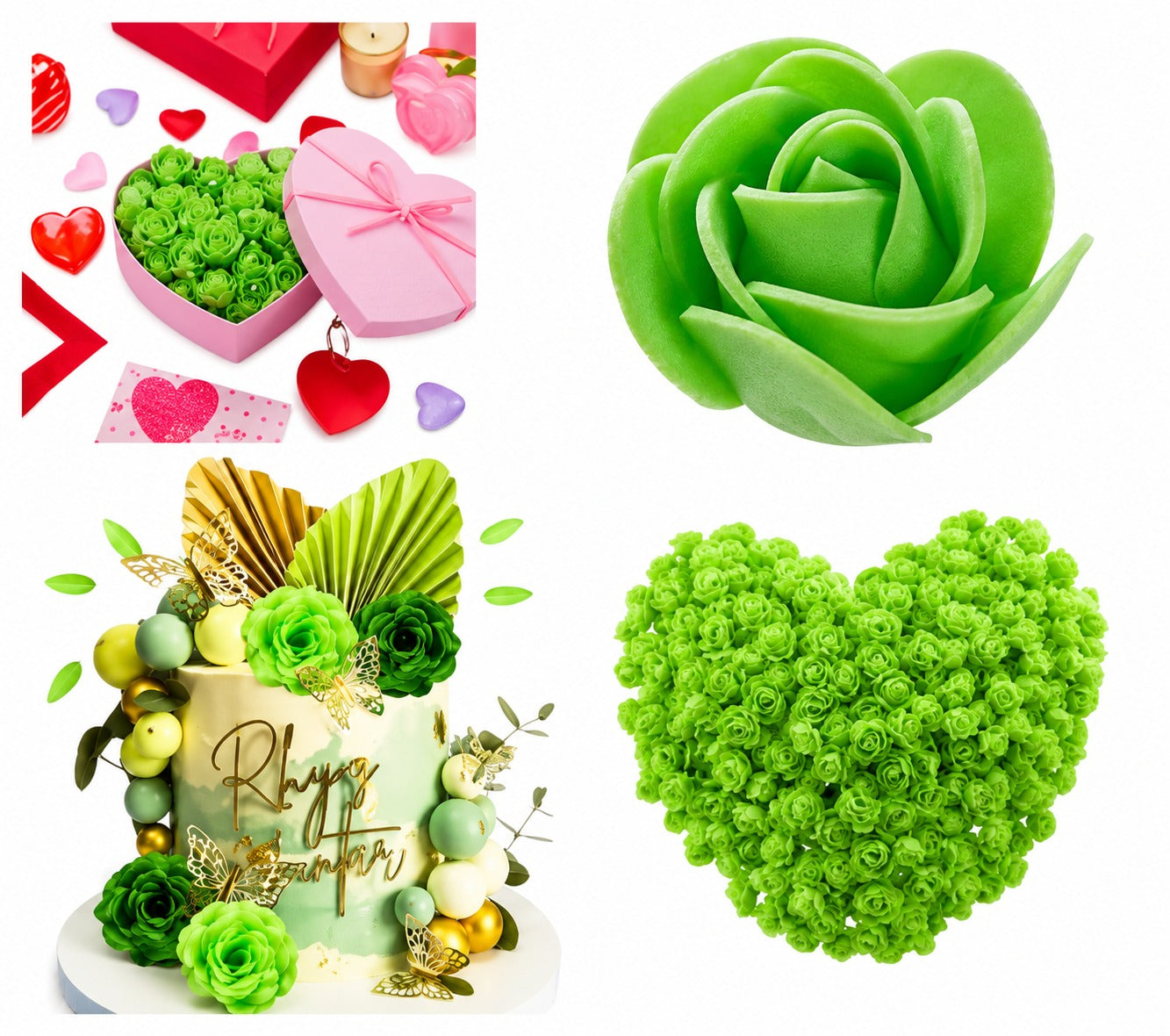 Mini Sea Green Fomic Flowers – Pack of 12 for Cake Decorating & DIY Crafts