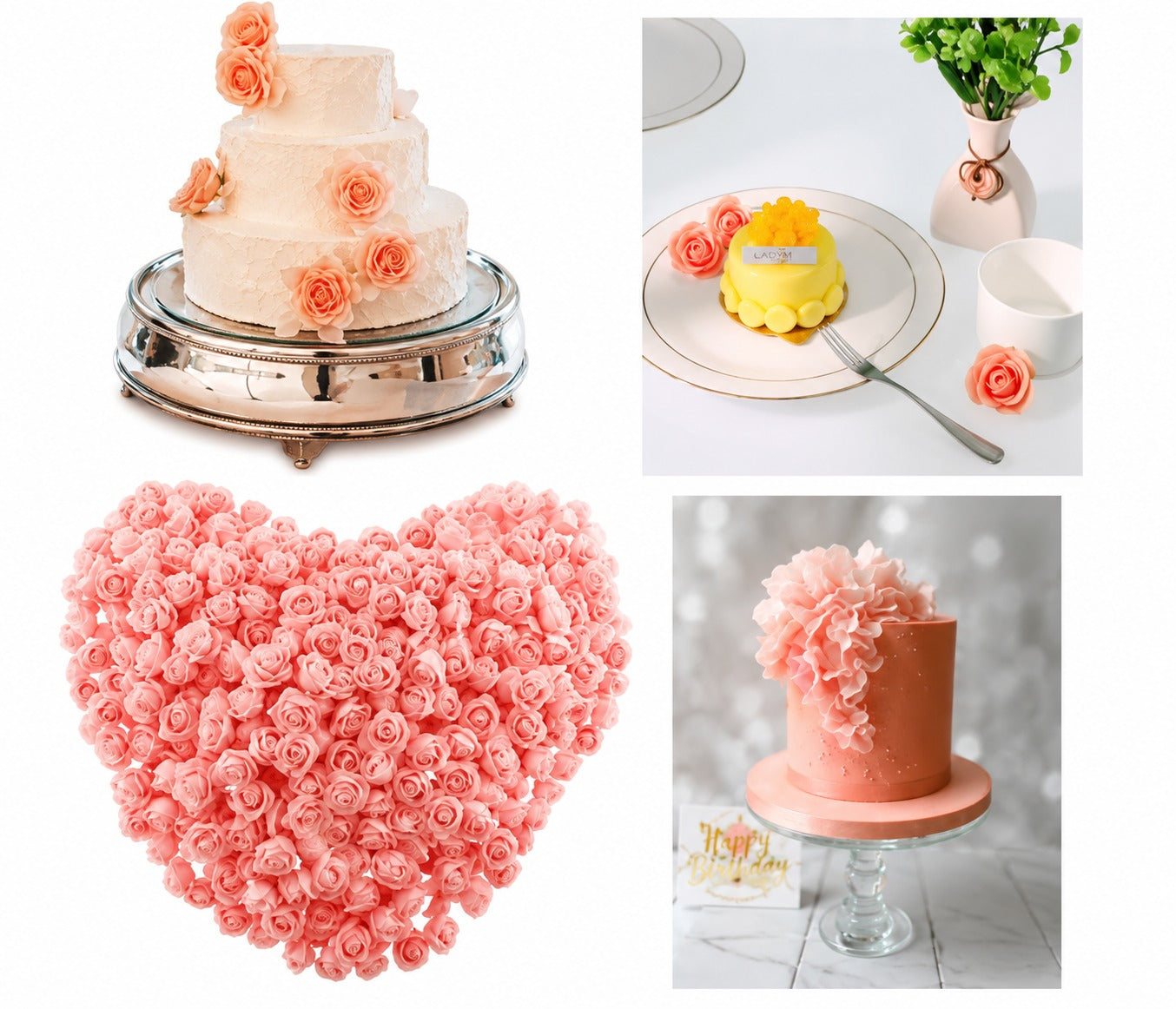 Mini Peach Fomic Flowers – Pack of 12 for Cake Decorating & DIY Crafts
