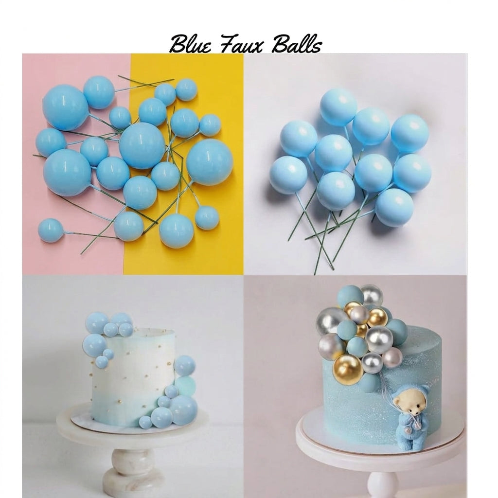 Blue Faux Balls Pack of 20 Pcs – Decorative Craft & Party Accessories