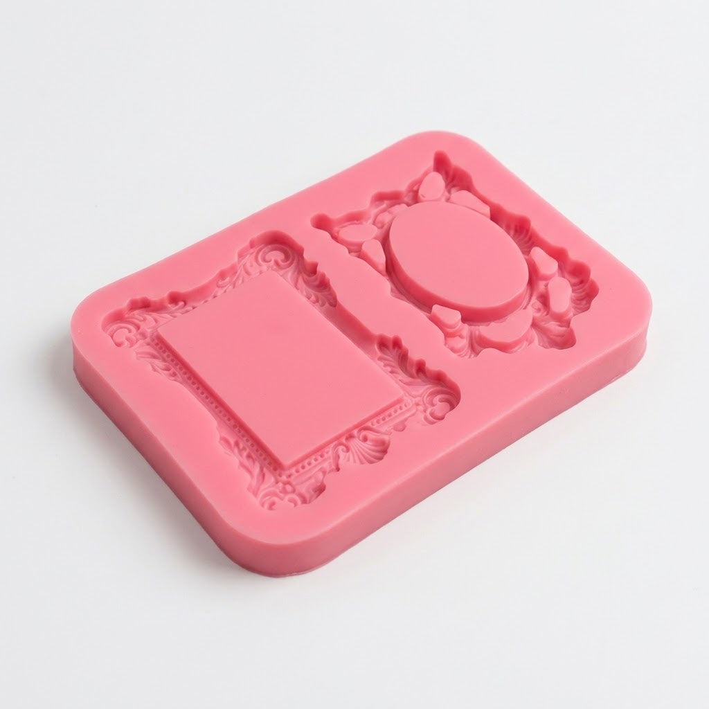 2 Cavity Frame Silicone Mold – Premium Decorative Frame Chocolate & Cake Decoration Mold