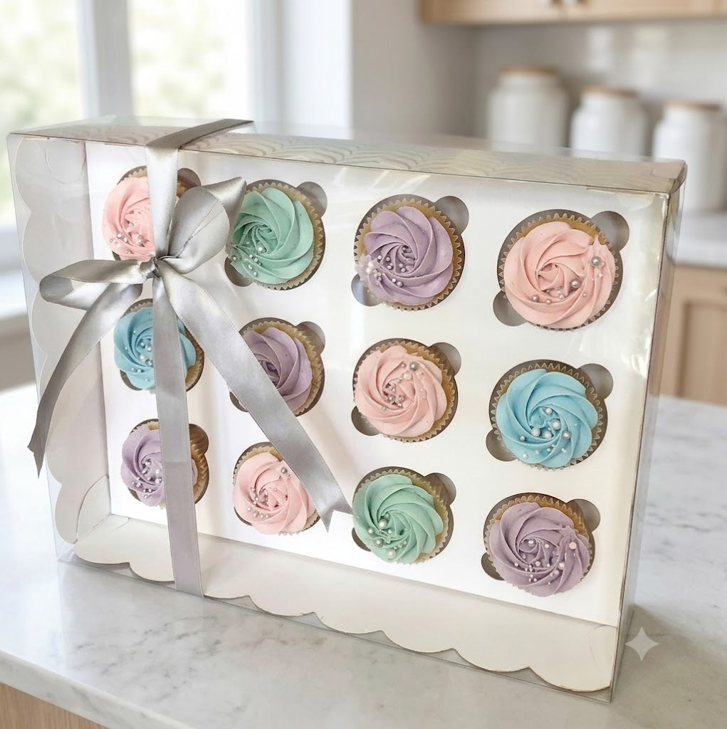 12 Cupcakes Transparent Lid Box – Premium Clear Lid Cupcake Packaging Box