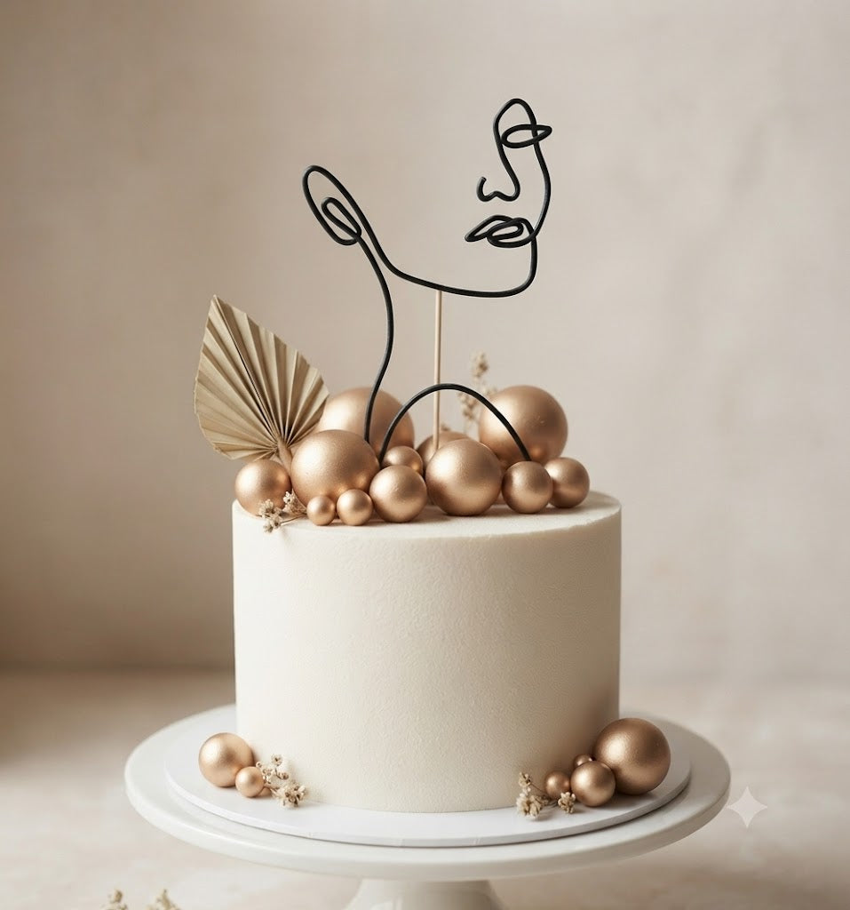 Black Lady Face Acrylic Cake Topper – Elegant Cake Decoration for Birthday & Celebration Cakes
