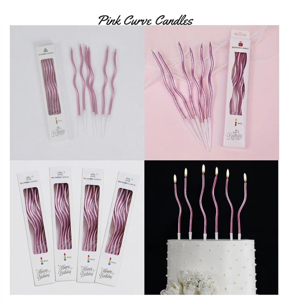 Pink Curve Candles – Decorative Birthday & Party Cake Candles