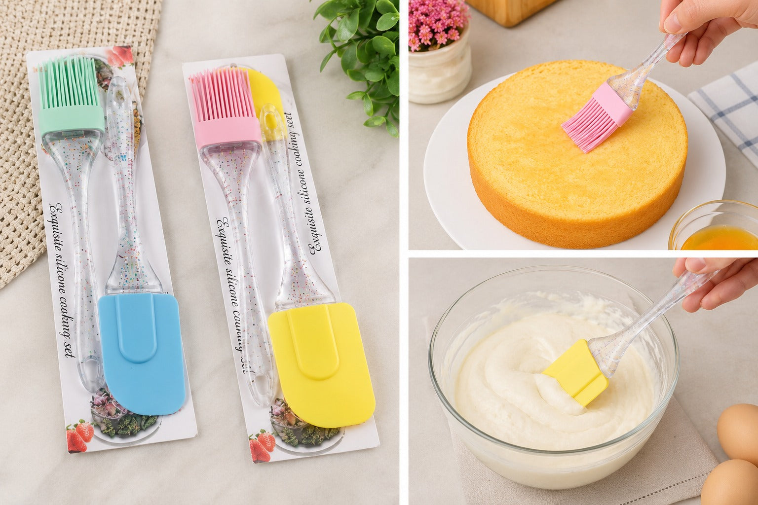 Acrylic Handle Spatula & Brush Set – Cake Decorating Tools for Baking, Fondant & Pastry