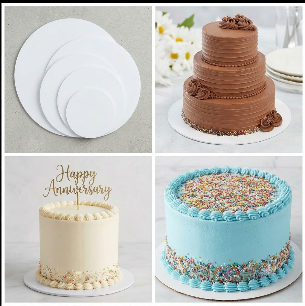 7 Inch Round White Cake Base Board – Premium Heavy Duty Cake Drum for Cake Display & Decoration