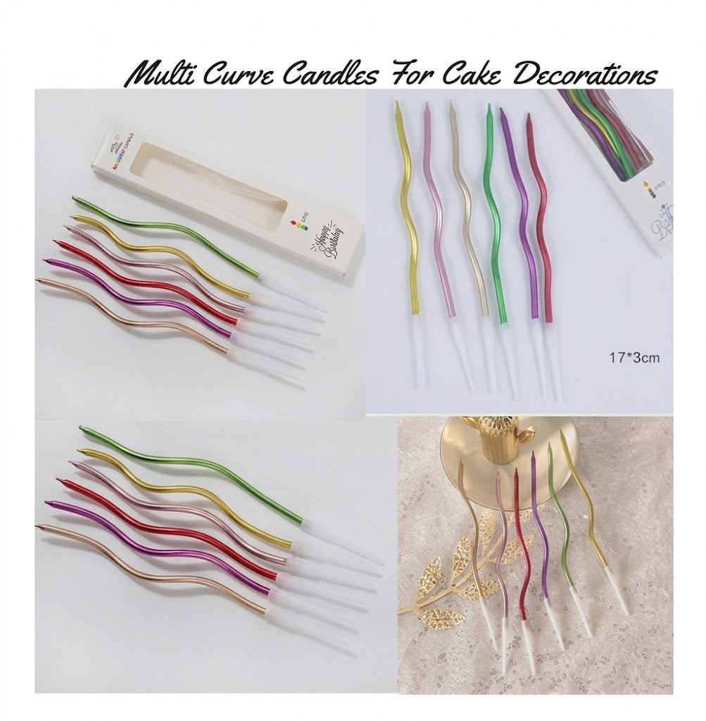 Multi Curve Candles – Colourful Decorative Birthday & Party Cake Candles